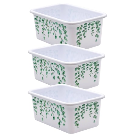 Teacher Created Resources Storage Bin, White/Eucalyptus Green, Plastic, 3 PK 20403